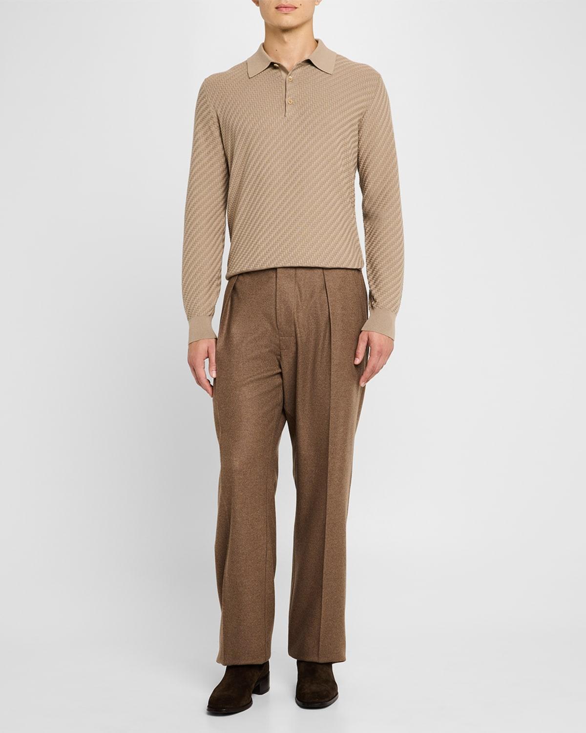 Mens Basketweave Polo Sweater Product Image