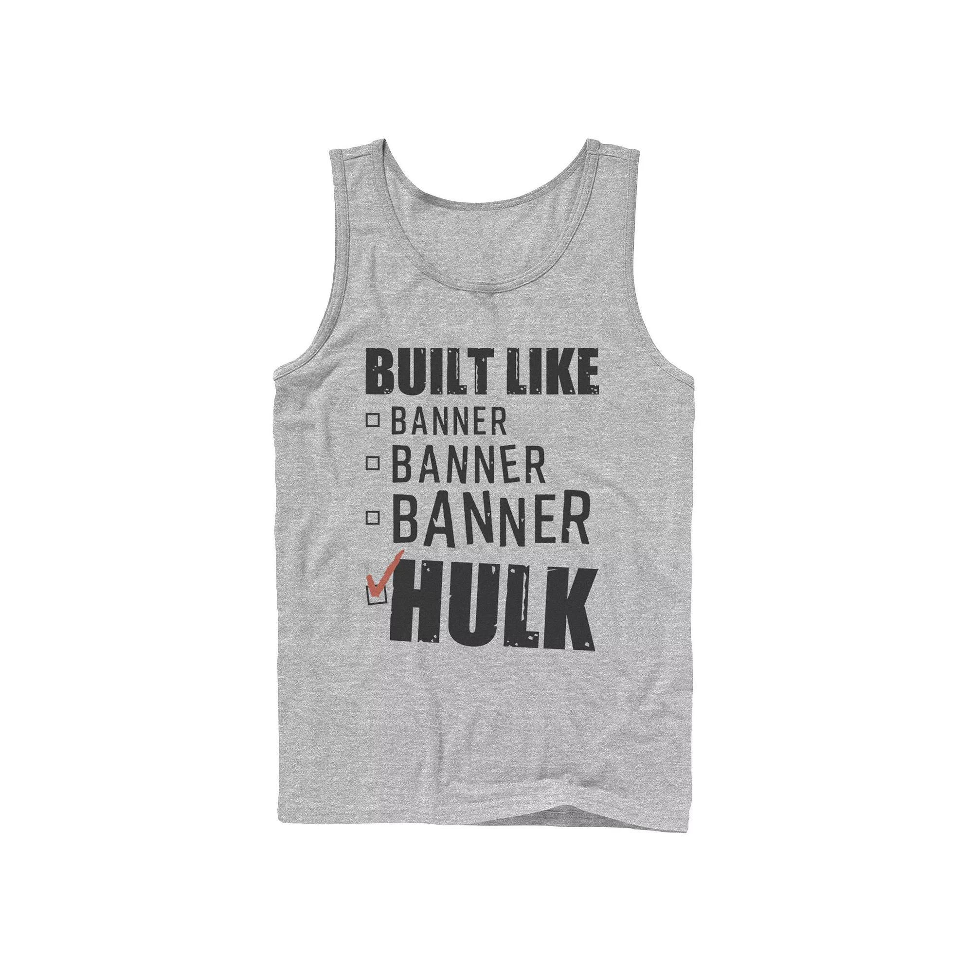 Men's Marvel Built Like Hulk Check List Tank Top, Boy's, Size: Large, Athletic Grey Product Image