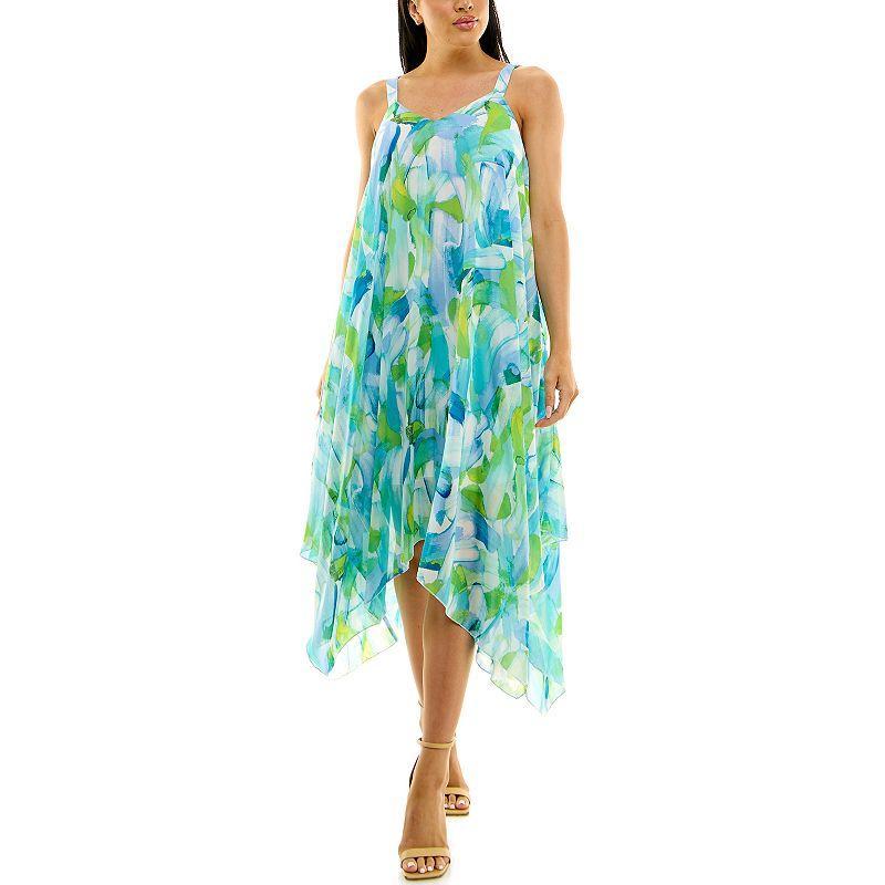 Women's Nina Leonard Uneven Hem Dress, Size: Large, Guava Team Product Image