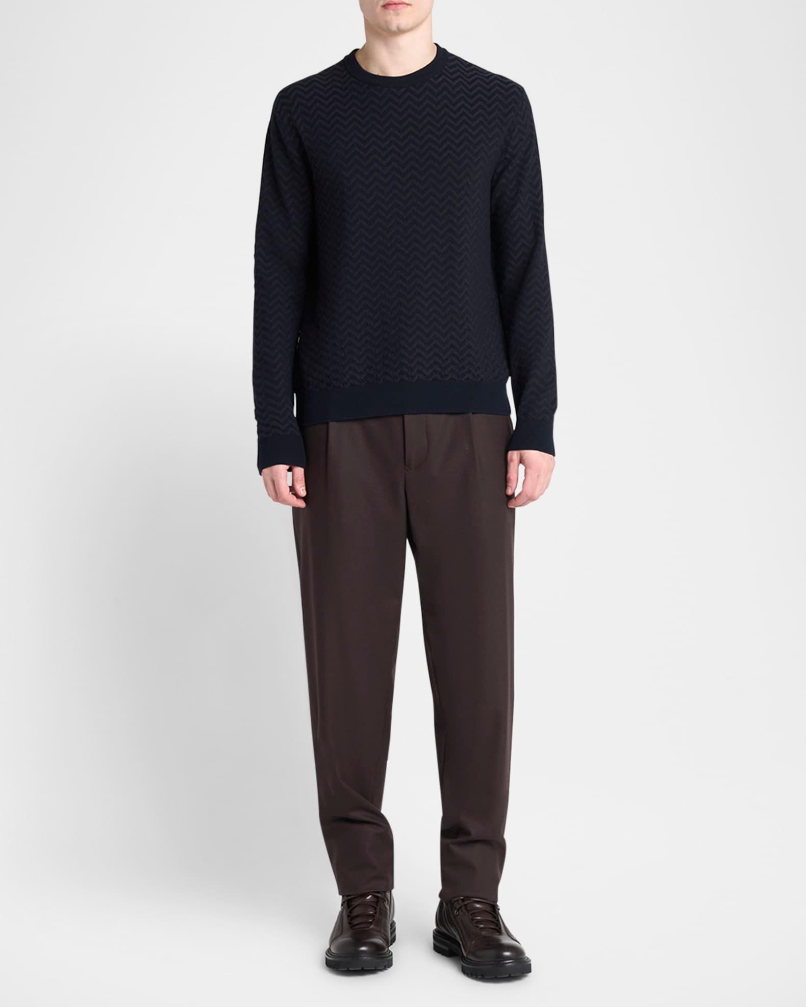Men's Chevron Wool-Stretch Crewneck Sweater Product Image