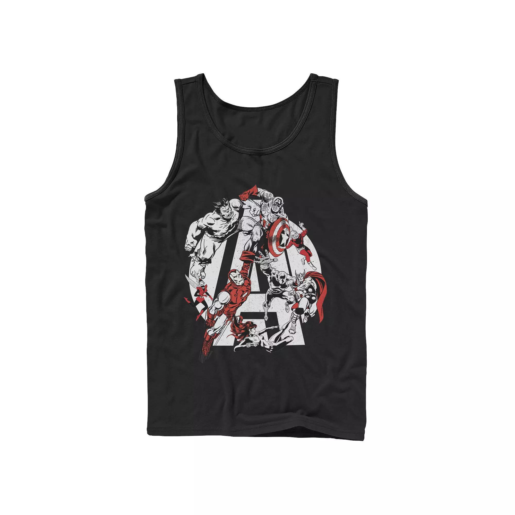 Men's Marvel Avengers Vintage Surviving Team Logo Portrait Tank Top, Boy's, Size: XL, Black Product Image