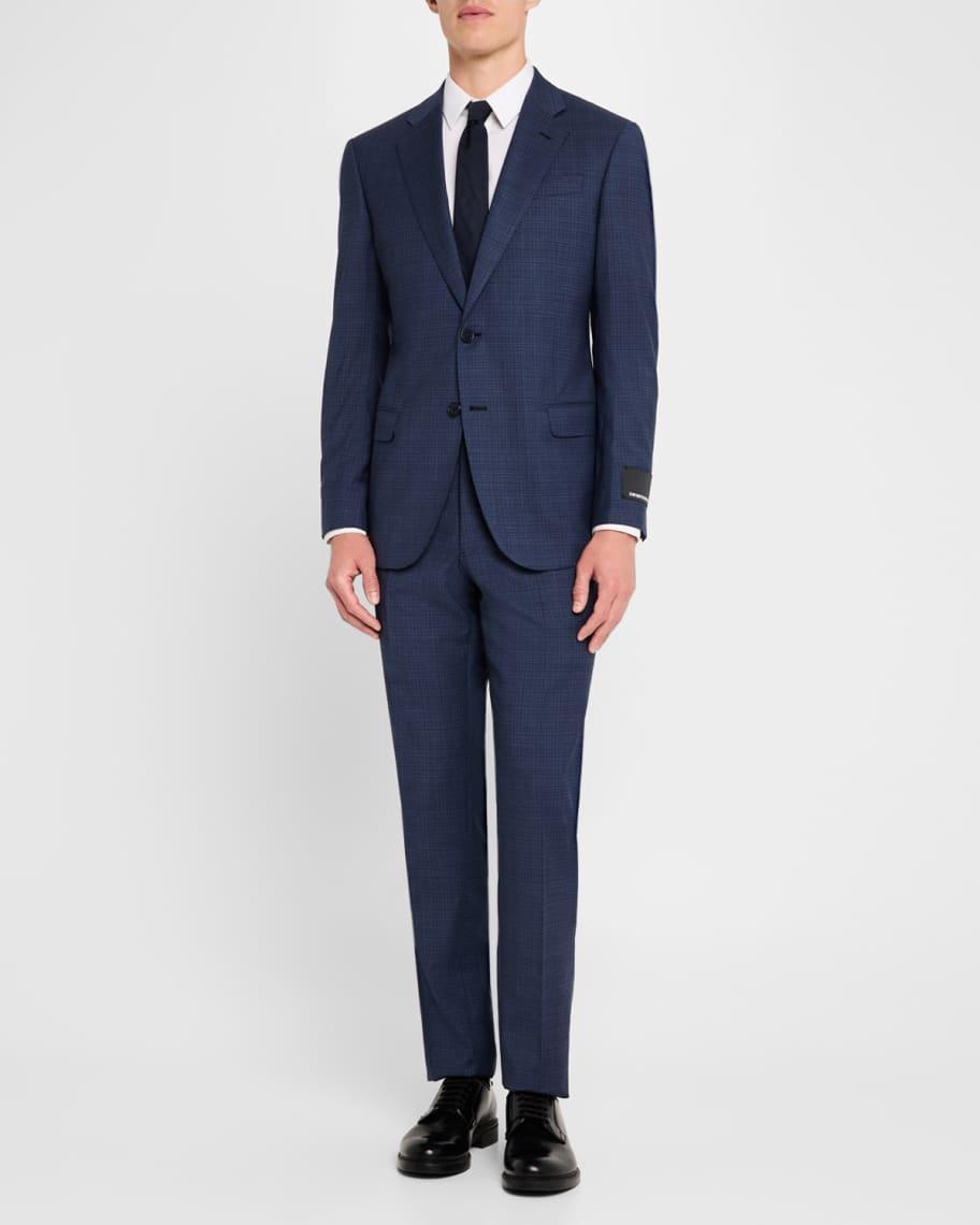 Mens Wool Micro-Windowpane Suit Product Image