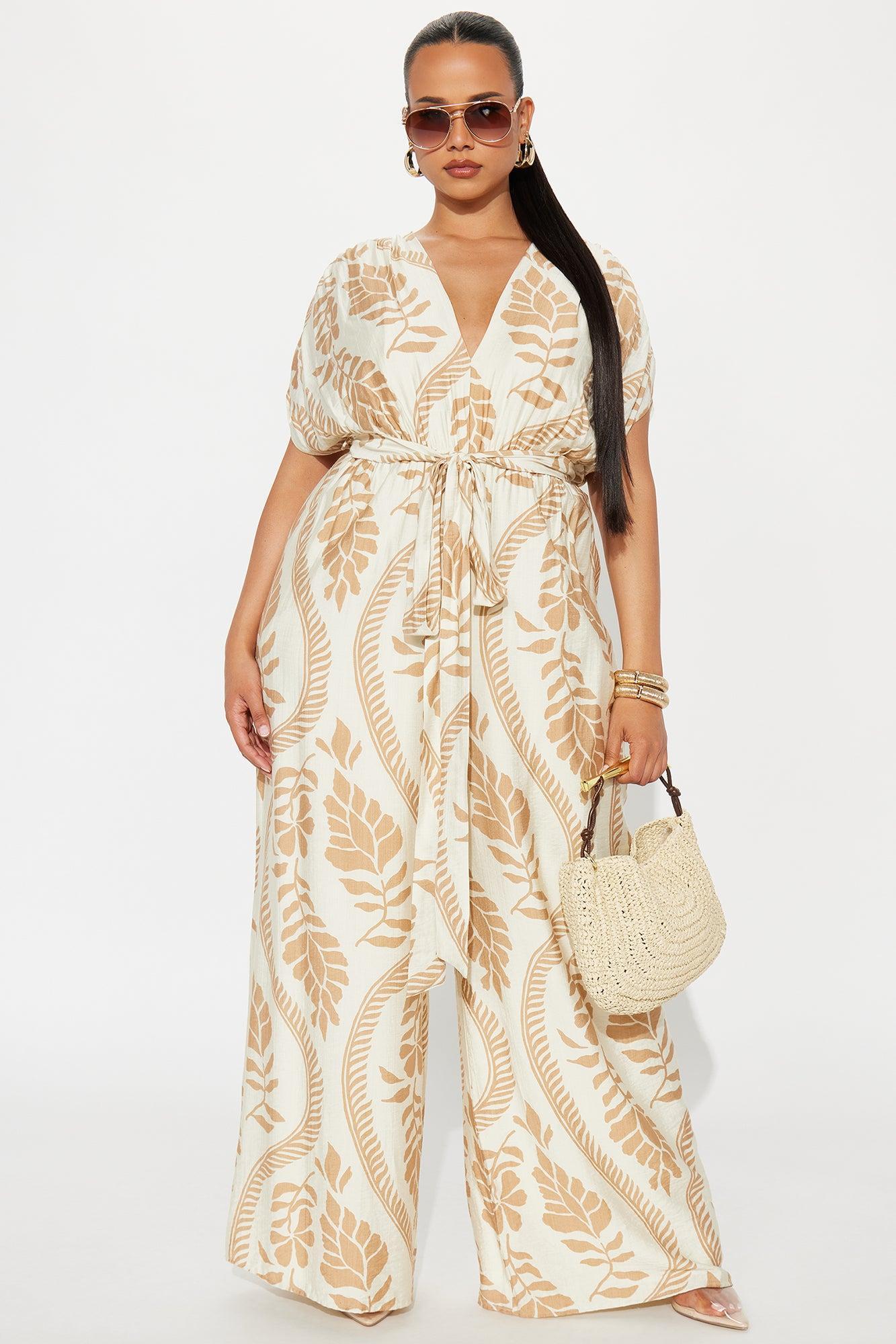 Tori Short Sleeve V-Neck Jumpsuit - Cream/combo Product Image