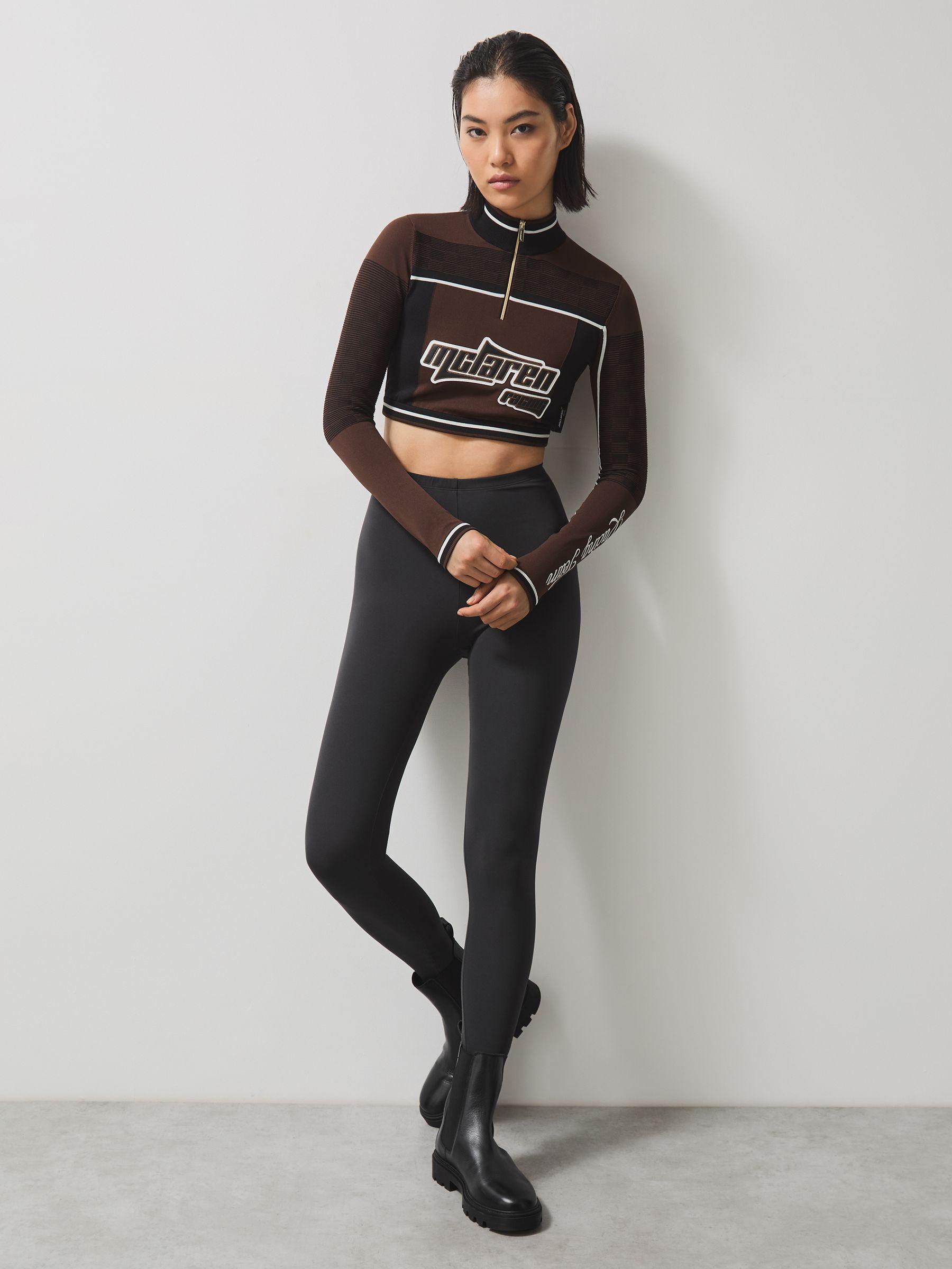 McLaren F1 Team Half-Zip Crop Top in Chocolate Brown Product Image