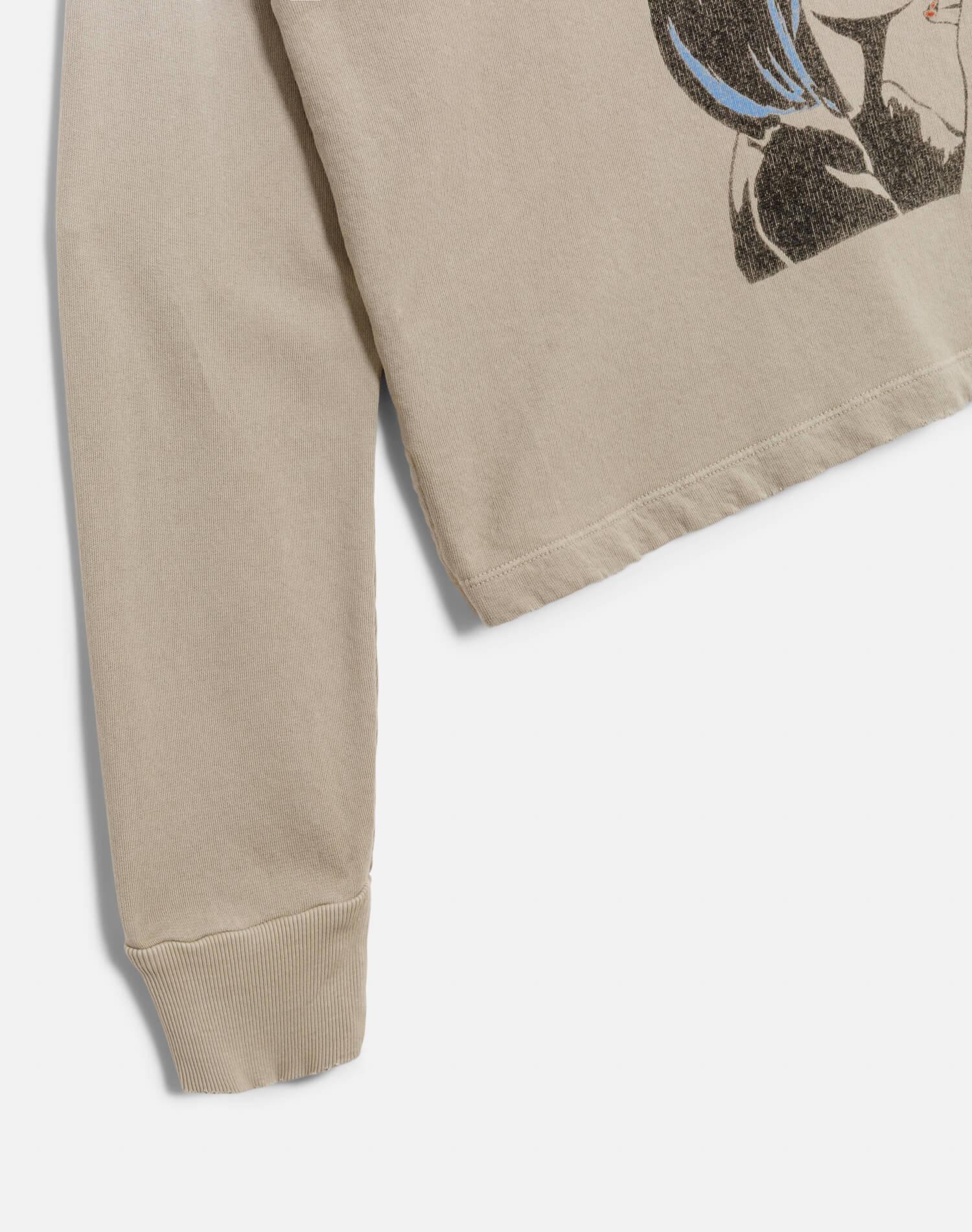Boxy Crewneck Sweatshirt "Love Me" - Khaki Product Image
