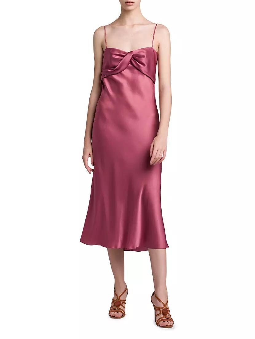 Twisted Silk-Blend Midi-Dress Product Image