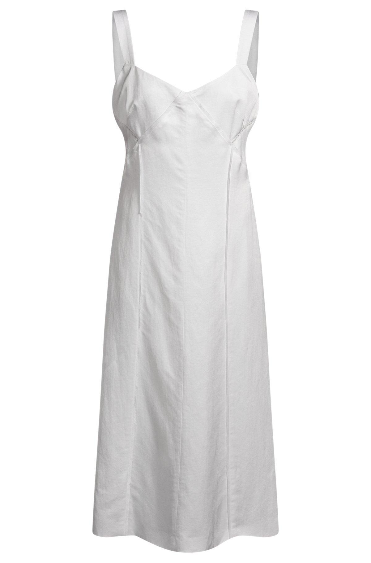 BOSS - Summery dress with wide straps and seaming detail - White Product Image