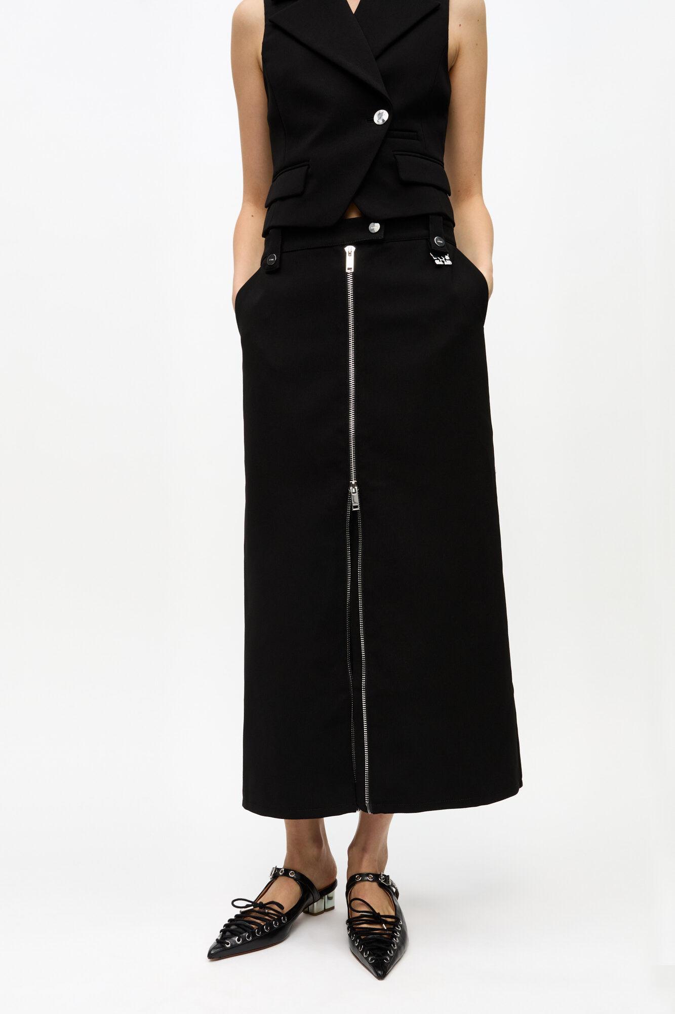 Black Bonded Crepe Skirt Product Image