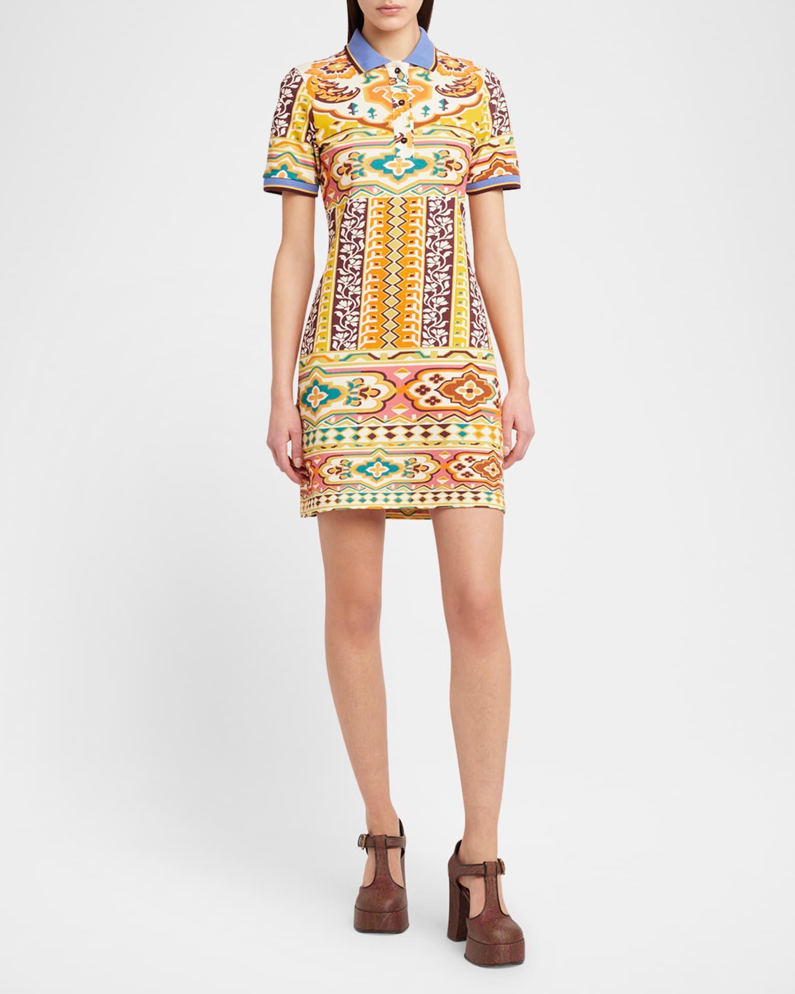 Tapestry Short-Sleeve Mini Polo Dress Product Image