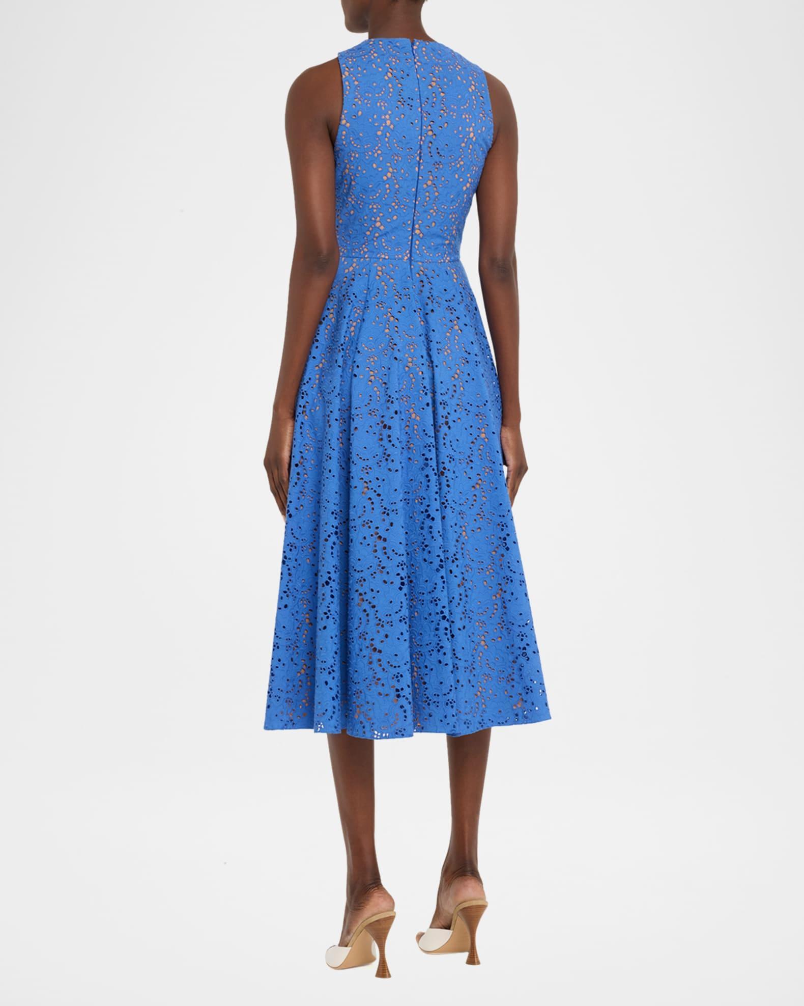Broderie Anglaise Crossover Halter Midi Dress Product Image