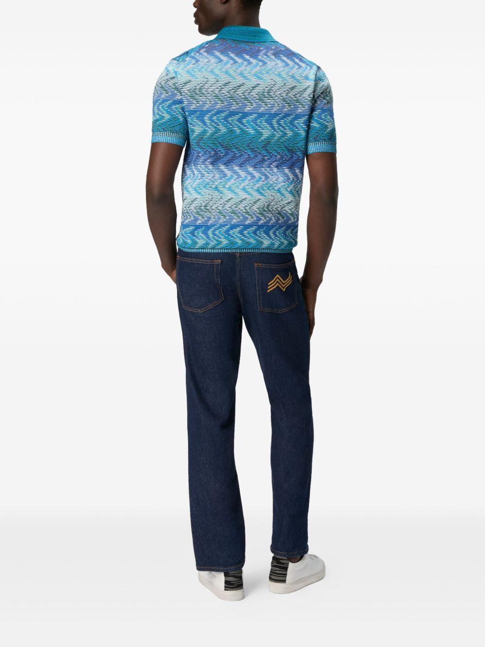 zigzag-woven polo shirt Product Image