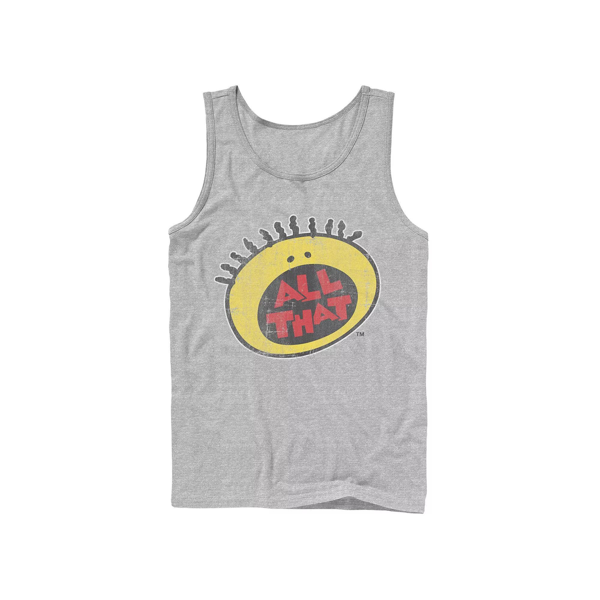 Men's Nickelodeon All That Classic Vintage Face Logo Title Graphic Tank Top, Size: Large, Athletic Grey Product Image