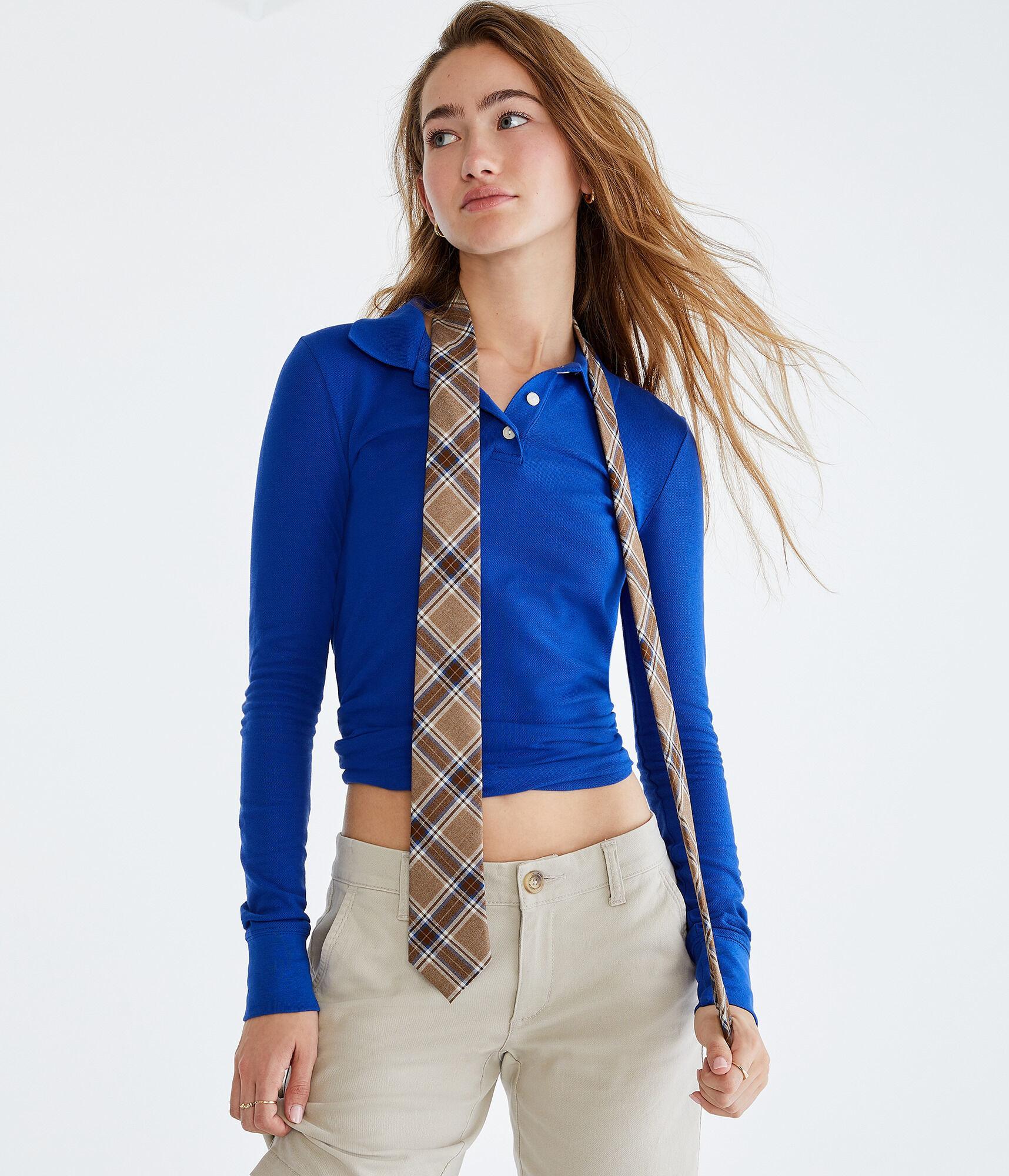 GirlsTopsPolosLong Sleeve Uniform Piqué Polo Product Image