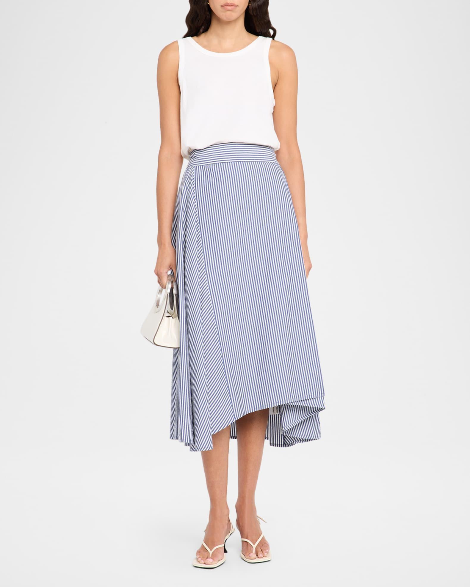 Marsala Striped Organic Cotton Midi Skirt Product Image