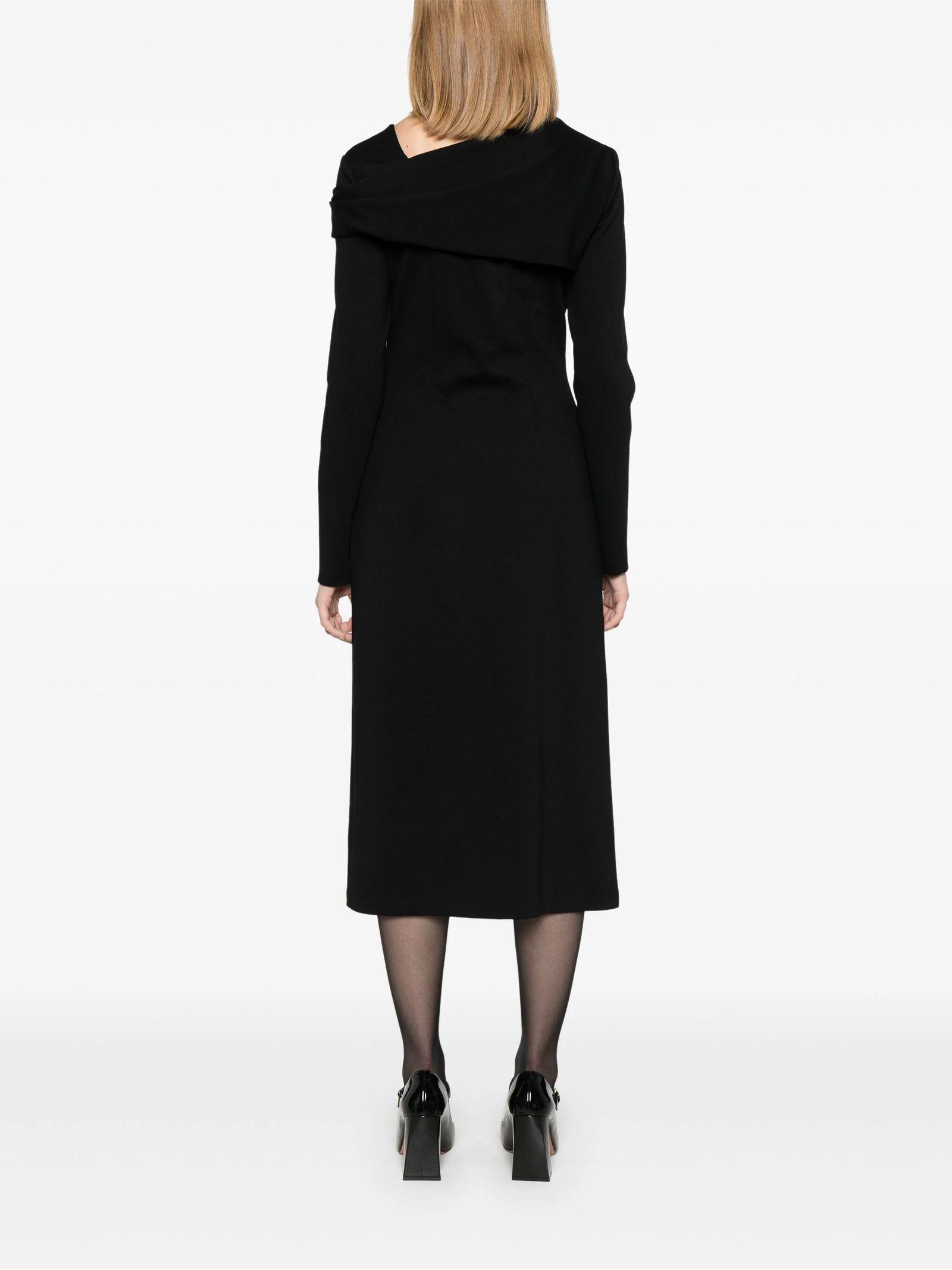 ALBERTA FERRETTI Asymmetric Midi Dress In Black   Product Image