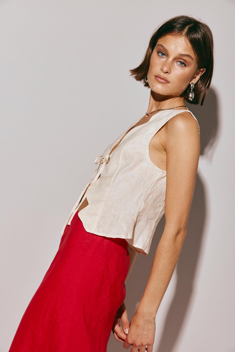 Yvonne Linen Top Cream Product Image