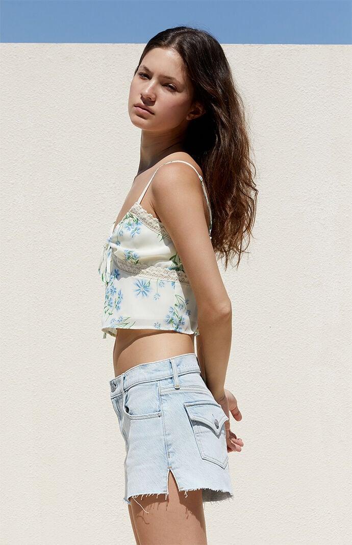 Women's Stretch Light Indigo '70s Cutoff Denim Shorts Product Image