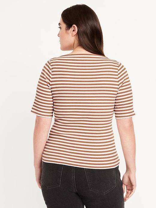 Ribbed Boat-Neck T-Shirt Product Image