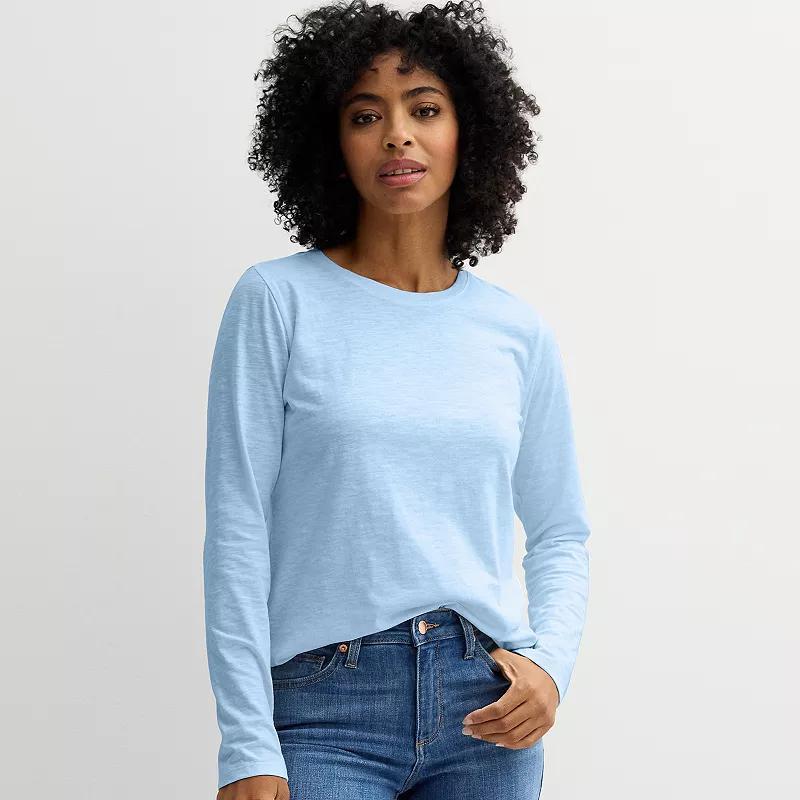 Women's Sonoma Goods For Life® Everyday Long Sleeve Crewneck Tee, Size: Medium, Grey Product Image