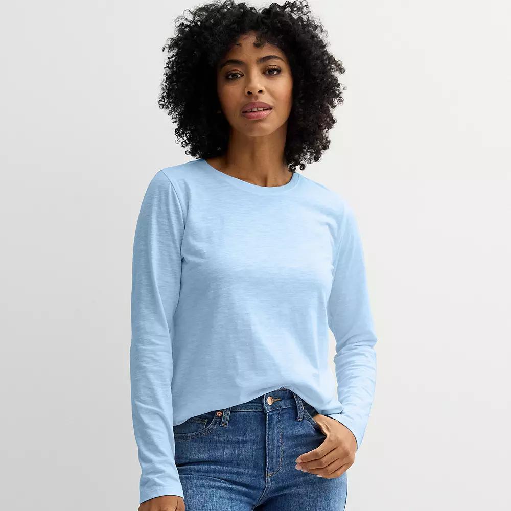 Women's Sonoma Goods For Life® Everyday Long Sleeve Crewneck Tee, Size: Medium, Grey Product Image