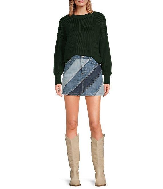 Chelsea & Violet Celeste Wool Blend Crew Neck Dropped Long Sleeve Pullover Sweater Product Image