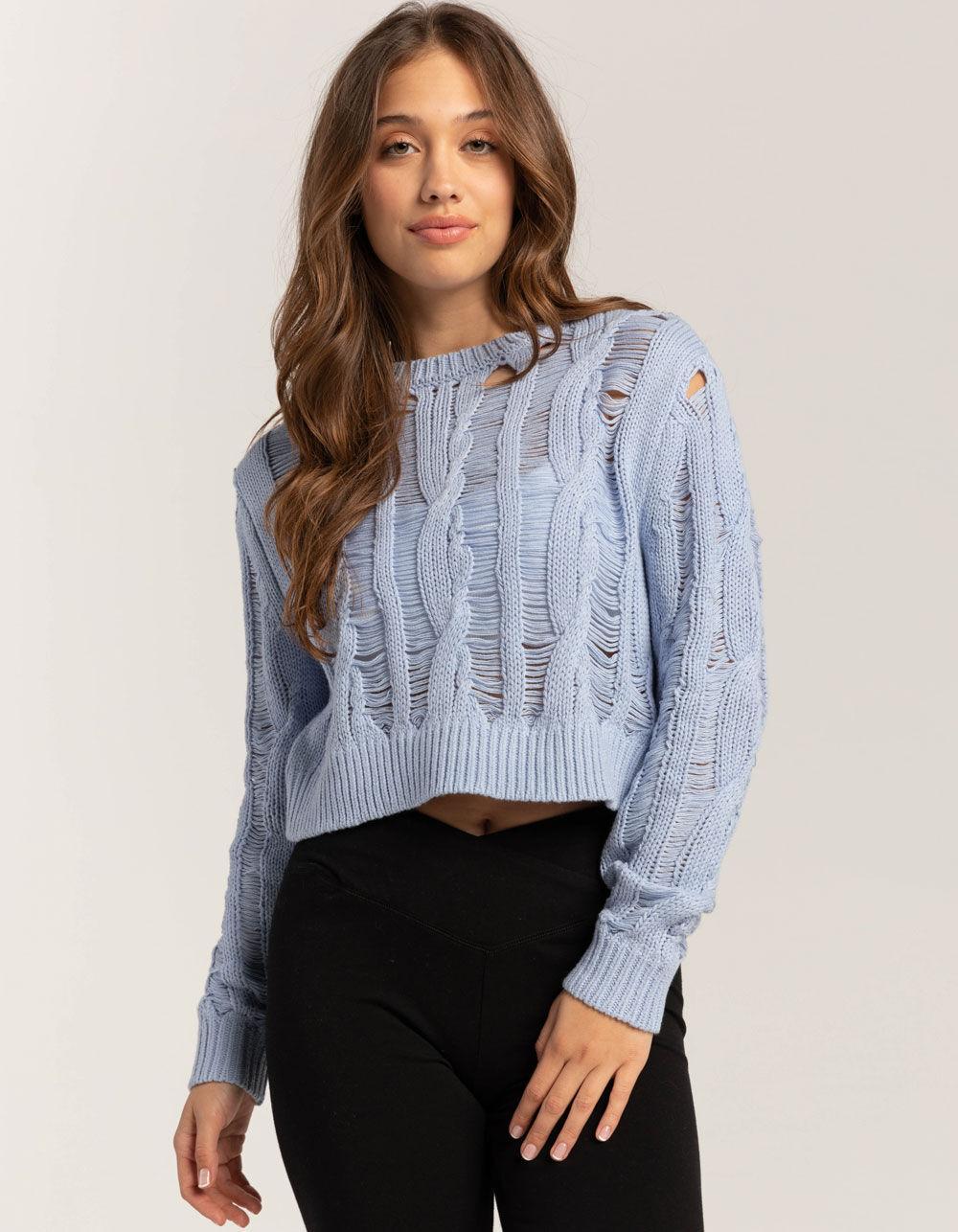 FULL TILT Drop Needle Womens Sweater - LIGHT BLUE Product Image
