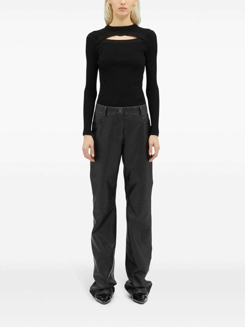 MSGM Straight-leg Leather Trousers In Black Product Image