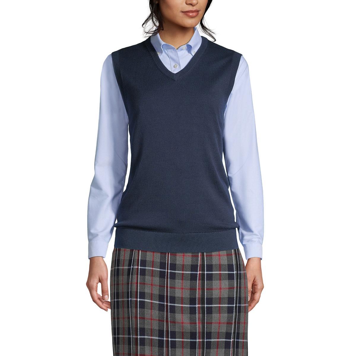 Women's Lands' End Cotton Modal Fine Gauge Sweater Vest, Size: Small, Classic Blue Product Image