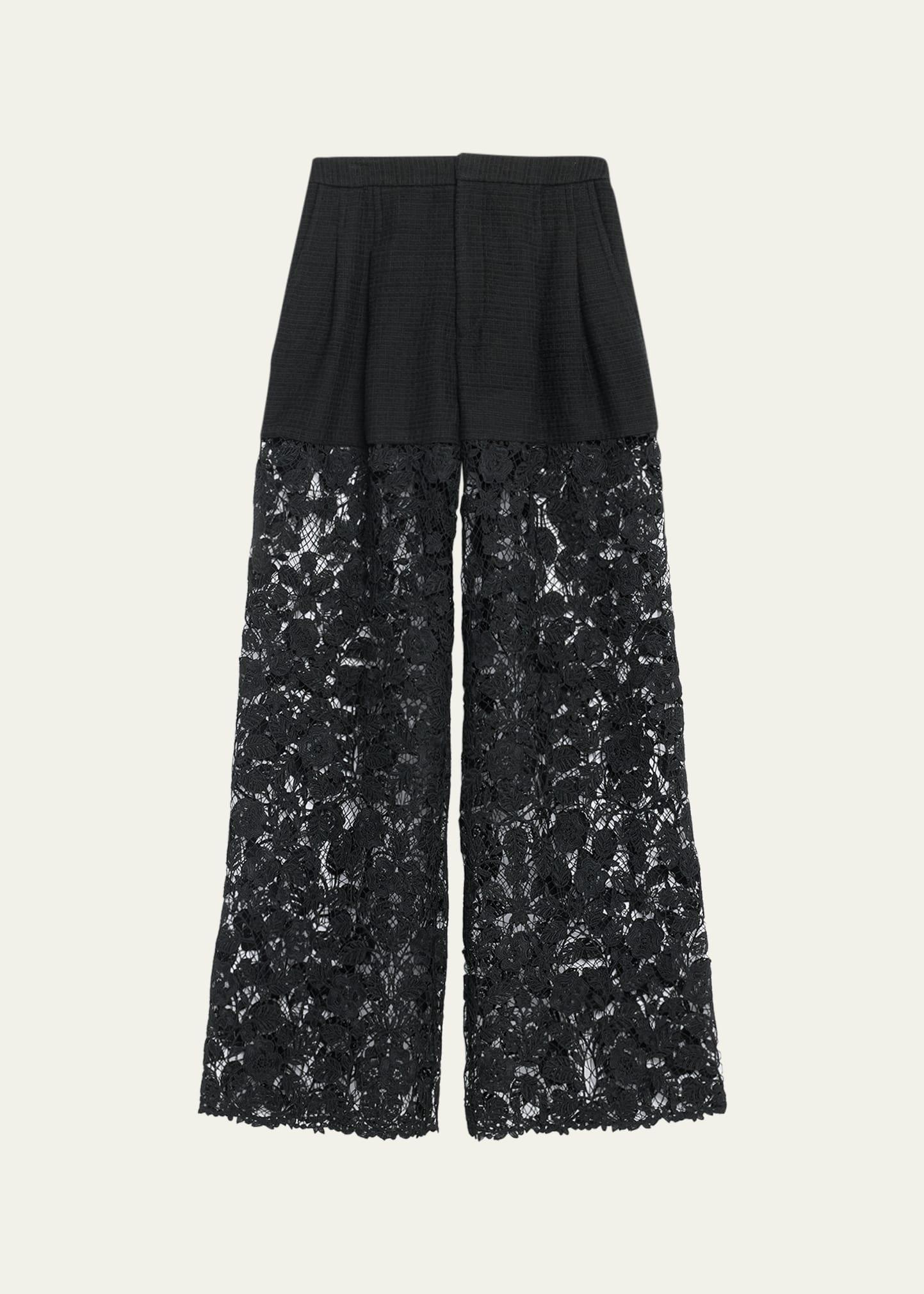 Womens Corded Lace Straight-Leg Pants Product Image