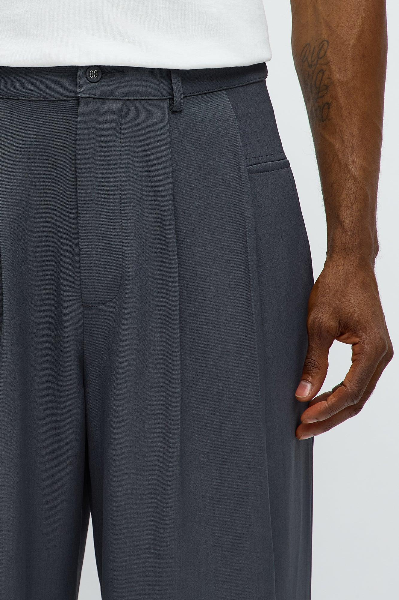 Baggy Pleated Regal Trouser - Charcoal Product Image