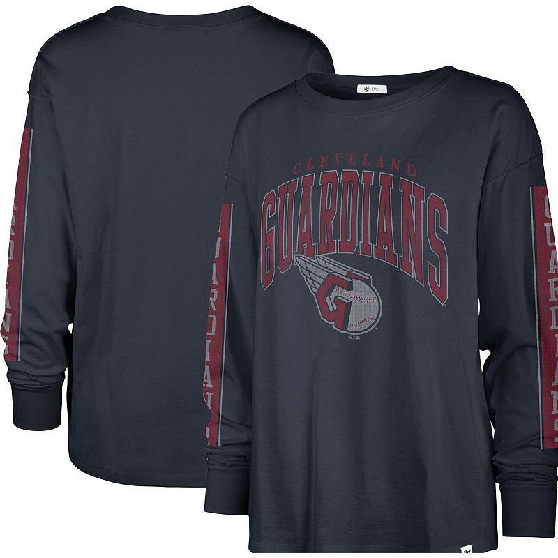 Women's '47 Navy Cleveland Guardians Statement Long Sleeve T-Shirt, Size: Small, Grd Blue Product Image