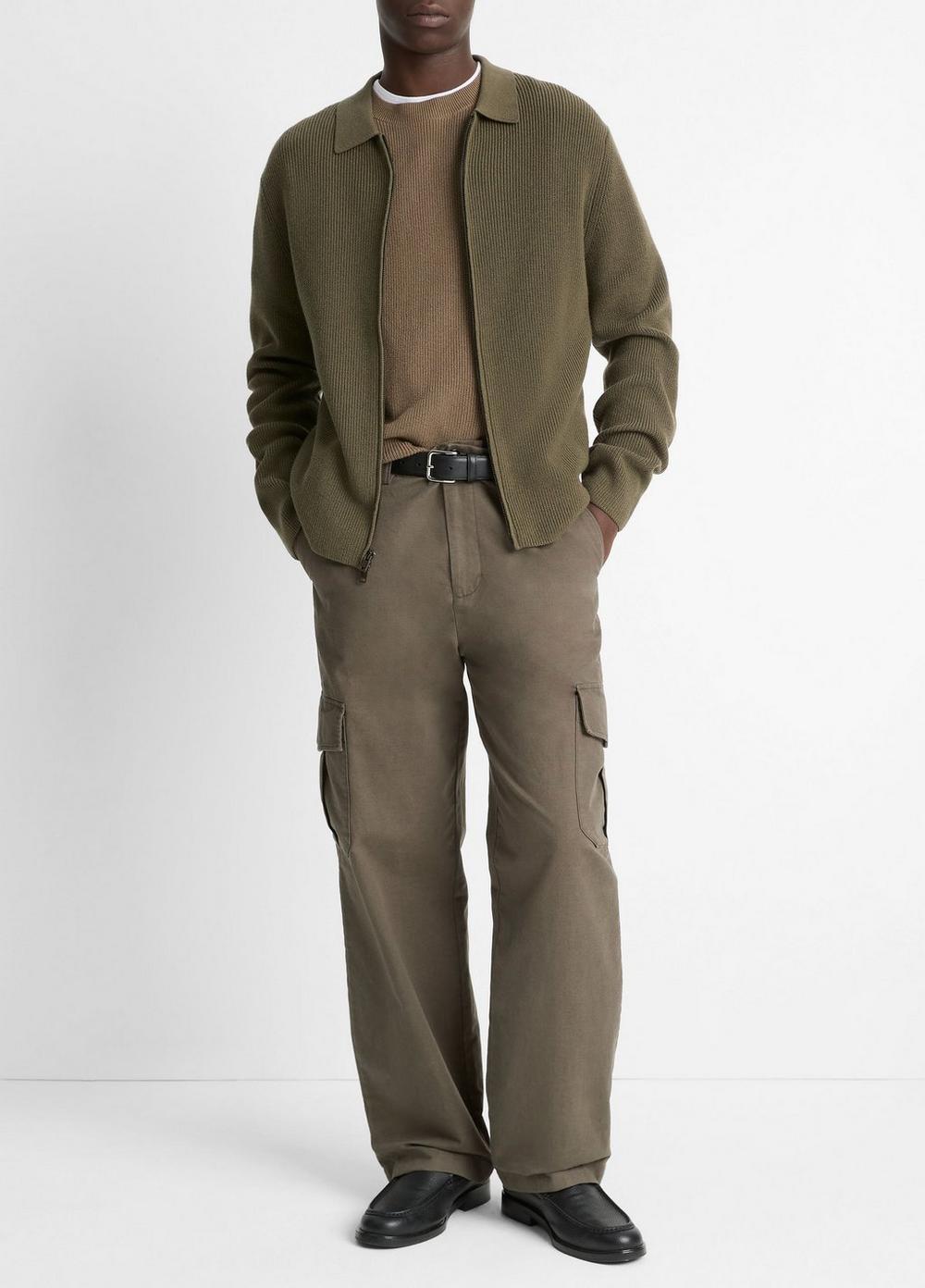 Mens Wool-Blend Two-way Zip Cardigan, Olive Leaf, Size S Vince Product Image