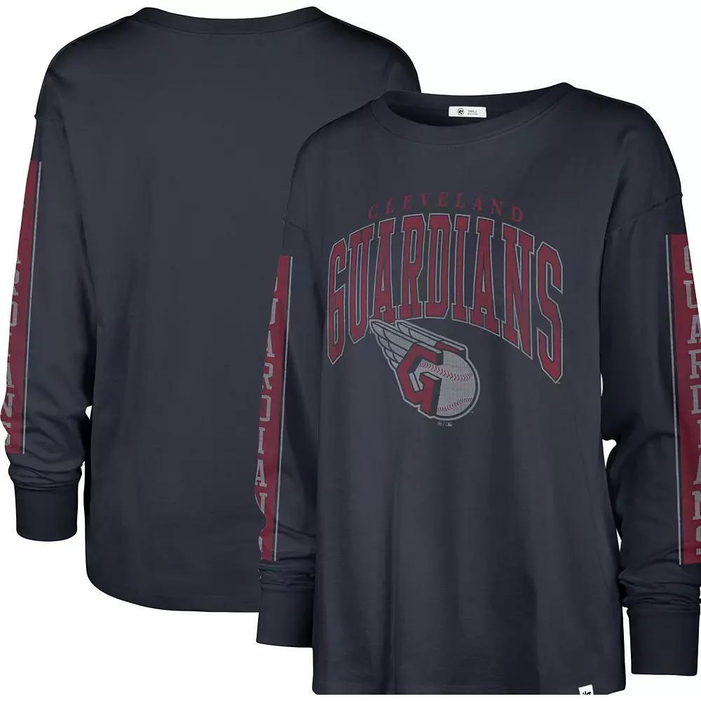 Women's '47 Navy Cleveland Guardians Statement Long Sleeve T-Shirt, Size: Small, Grd Blue Product Image