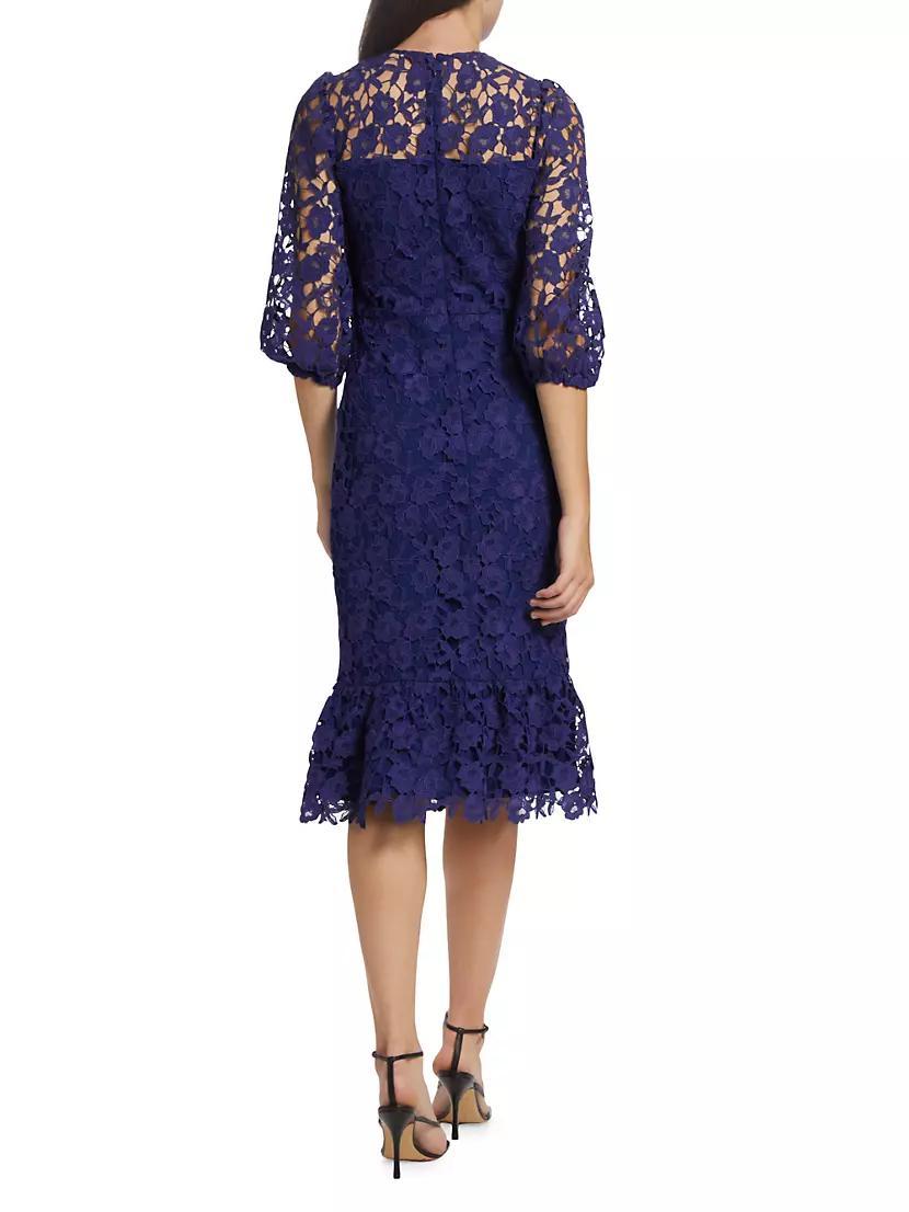 Judith Lace Puff-Sleeve Midi-Dress Product Image