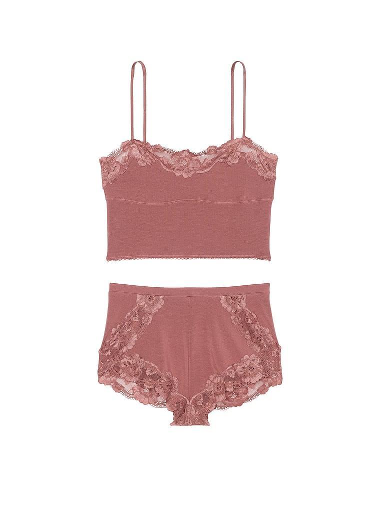 Modal Soft & Lace Trim Straight-Neck Slip Dress Product Image
