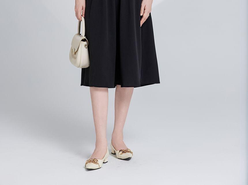Long Sleeve Round Neck Patterned Beaded Panel Knit Midi A-Line Dress Product Image