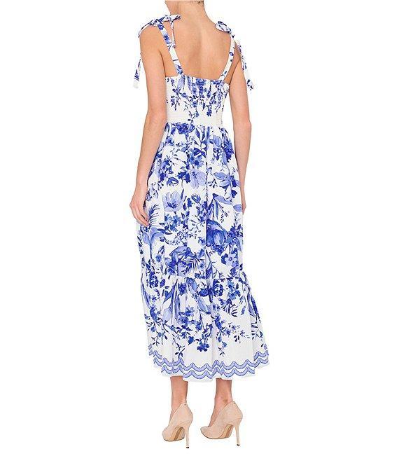 Sam Edelman Floral Print Sweetheart Neck Sleeveless A-Line Midi Dress Product Image