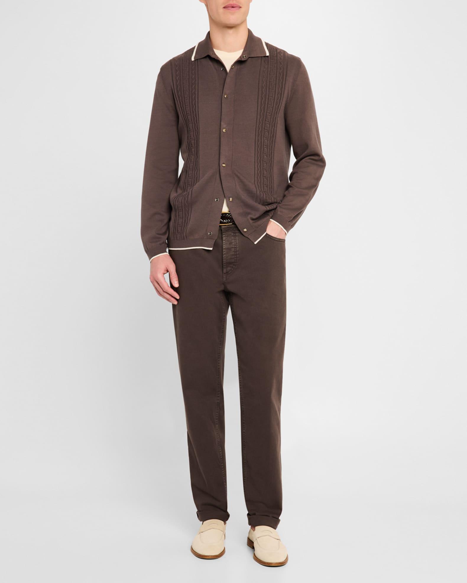 Men's Jacquard Snap-Front Polo Sweater Product Image
