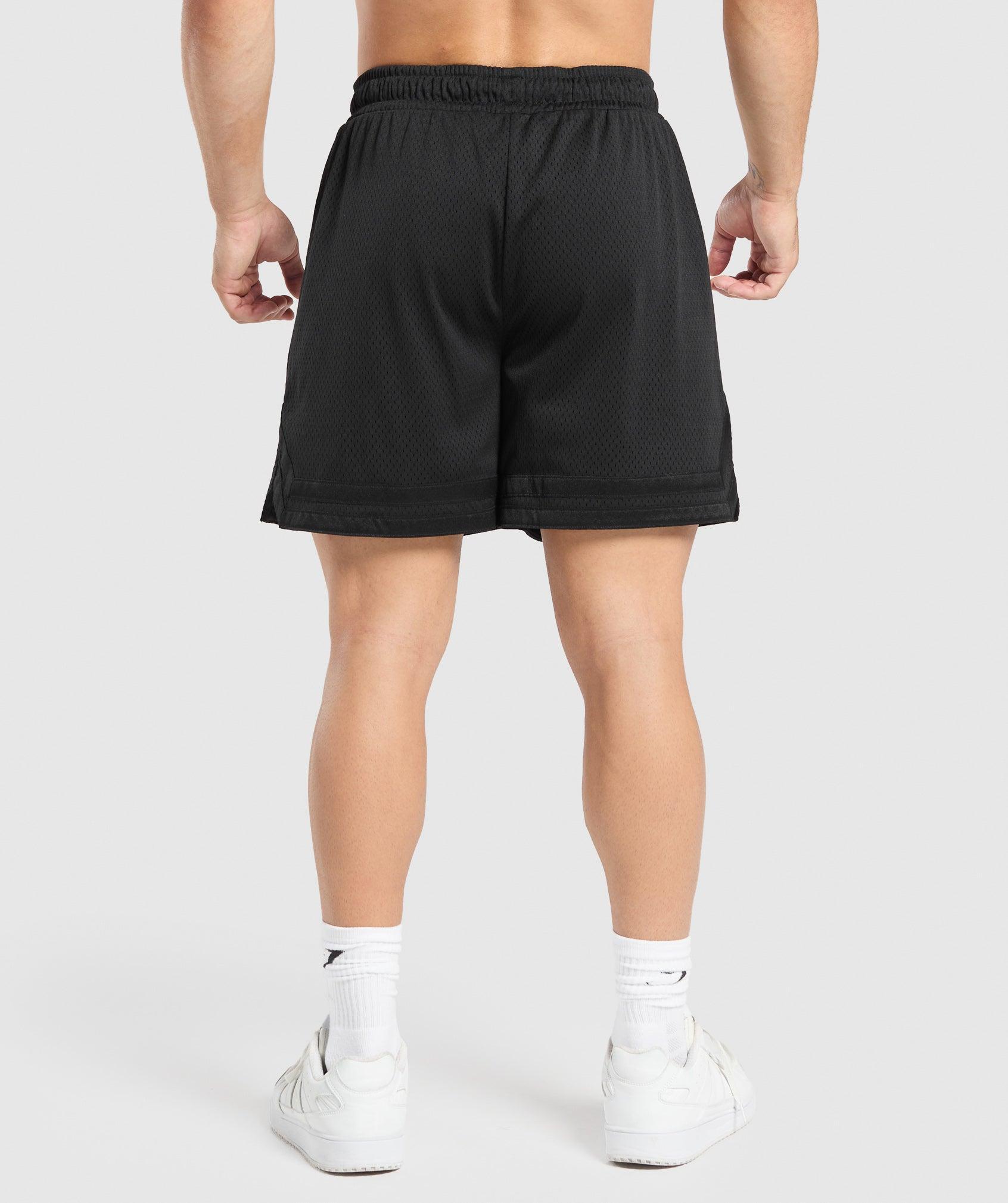Gymshark Varsity Mesh Shorts - Black/White Logo Male Product Image