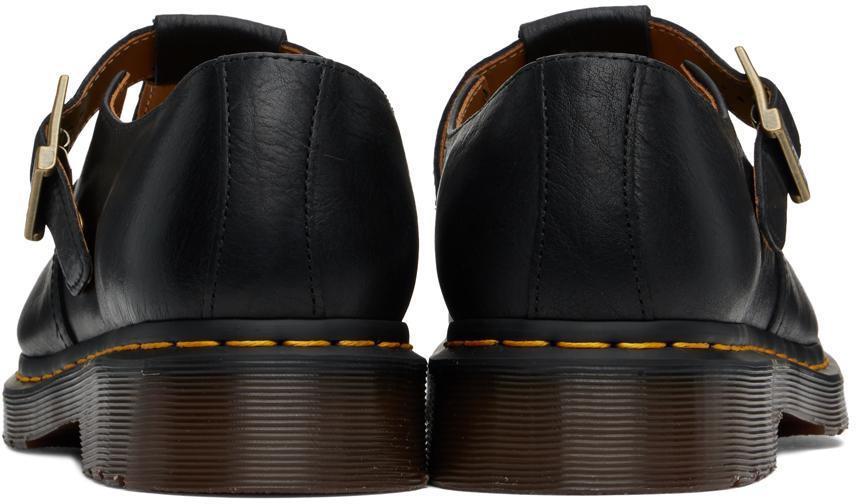 DR. MARTENS' Black T-bar Regency Leather Monkstraps In Black Regency Calf Product Image