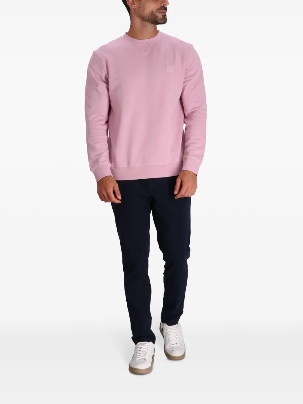 HUGO BOSS Logo-patch Cotton Sweatshirt In Pink Product Image