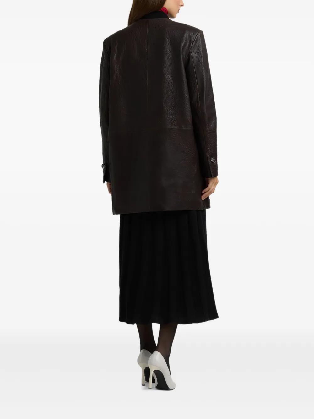 ST JOHN Vintage Edge Leather Coat In Mgny Product Image