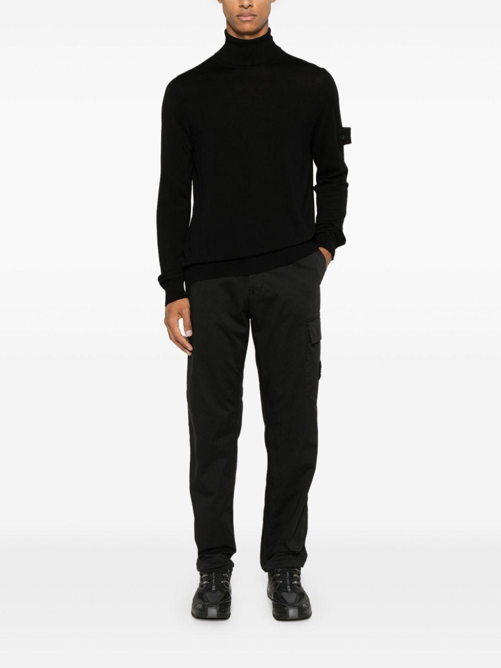 STONE ISLAND Ribbed Turtleneck Sweater Long Sleeves In Removable Side Insignia Logo Product Image