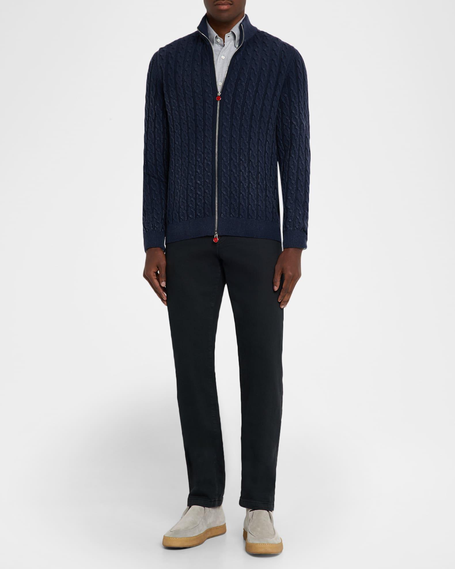 Men's Washed Cashmere Cable Knit Full-Zip Sweater Product Image