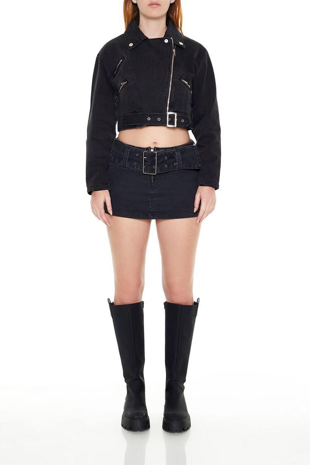 Cropped Denim Moto Jacket | Forever 21 Product Image