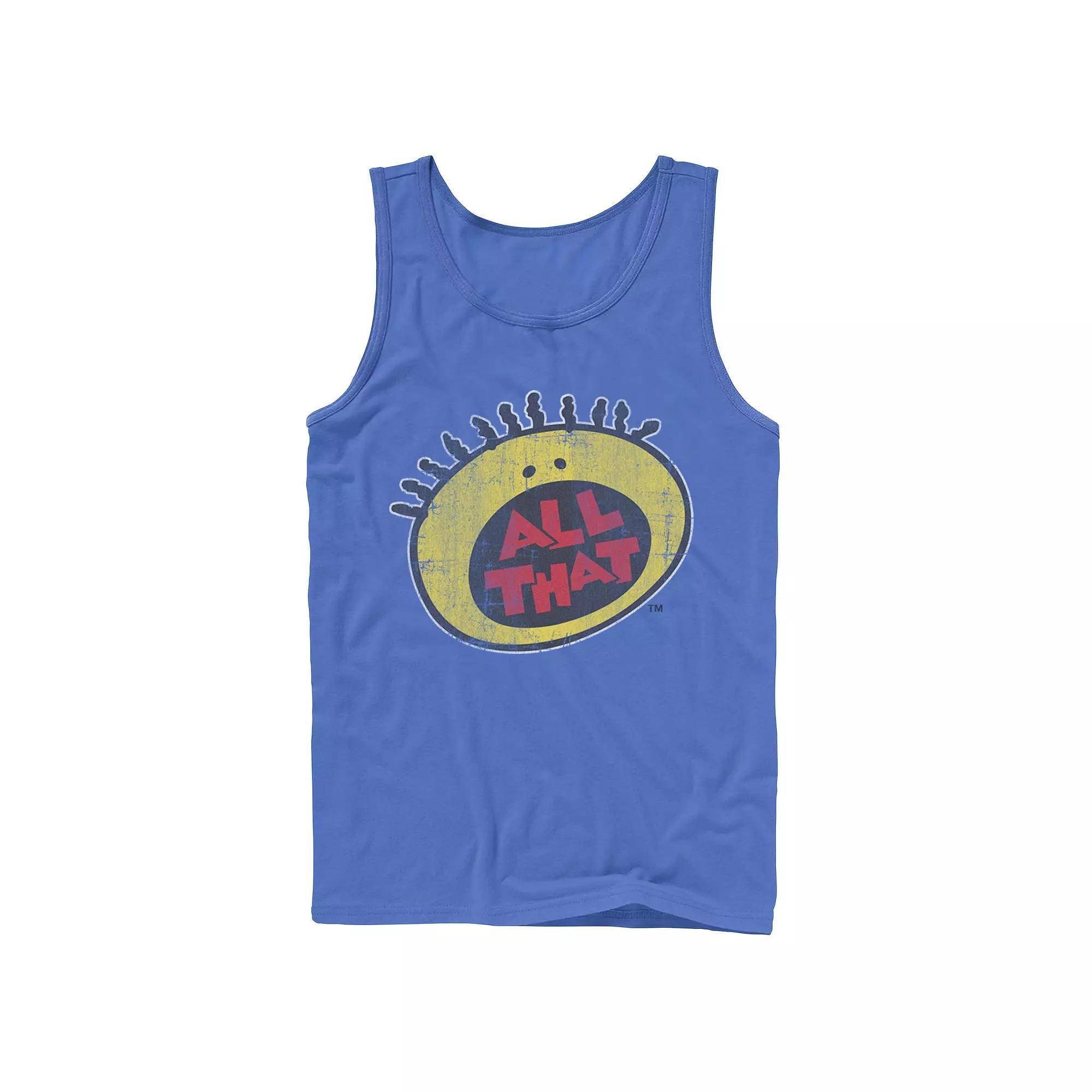 Mens Nickelodeon All That Classic Vintage Face Logo Title Graphic Tank Top Grey Product Image