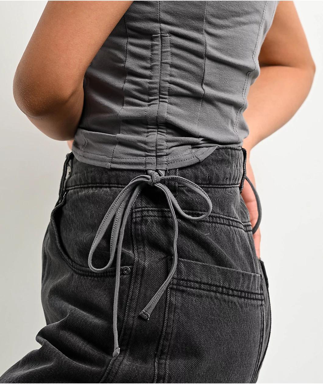Lurking Class By Sketchy Tank Spider Webs Grey Cinch Crop T-Shirt Product Image