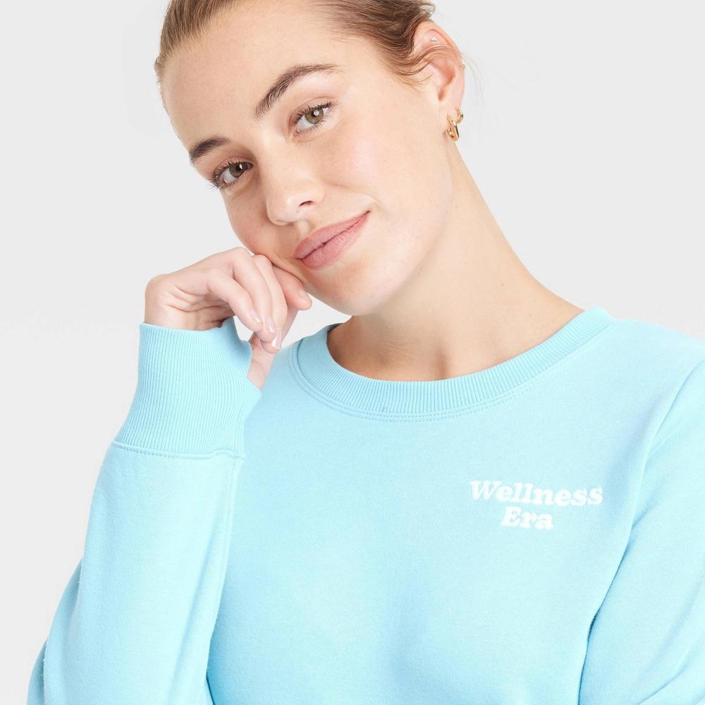 Womens Crewneck Graphic Sweatshirt - All In Motion Blue XS Product Image