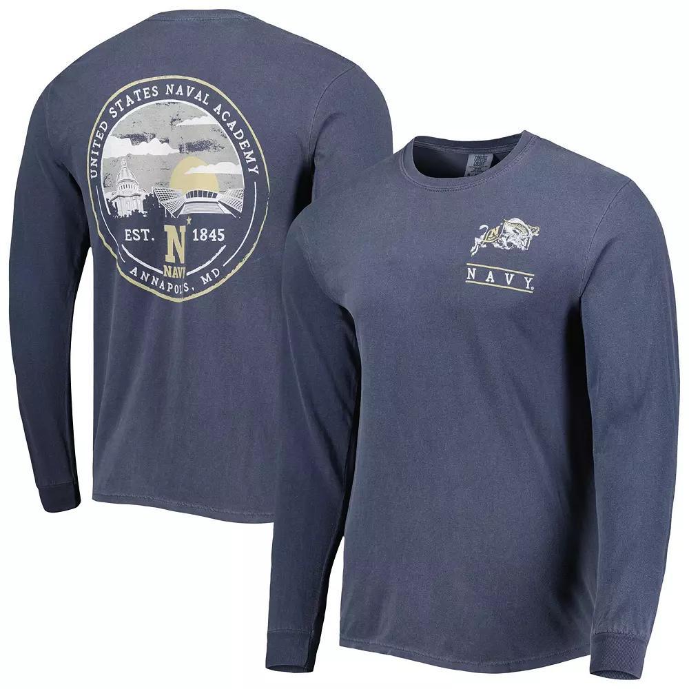 Men's Navy Navy Midshipmen Circle Campus Scene Long Sleeve T-Shirt, Size: Small, Blue Product Image
