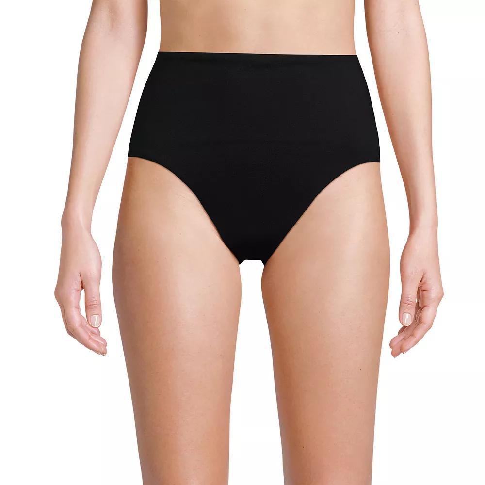 Women's Lands' End Smoothing High Waisted Bikini Bottoms, Size: 12, Deep  Blue Floral Product Image